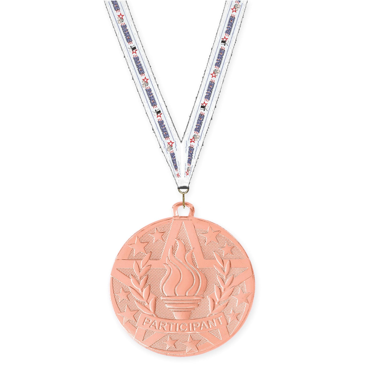 2 inch Participant Superstar medal in bronze with Dance neck ribbon