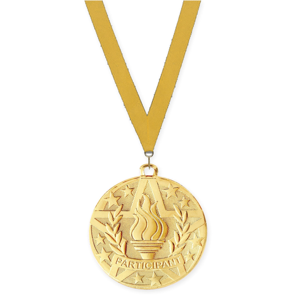 2 inch Participant Superstar medal in gold with Gold neck ribbon