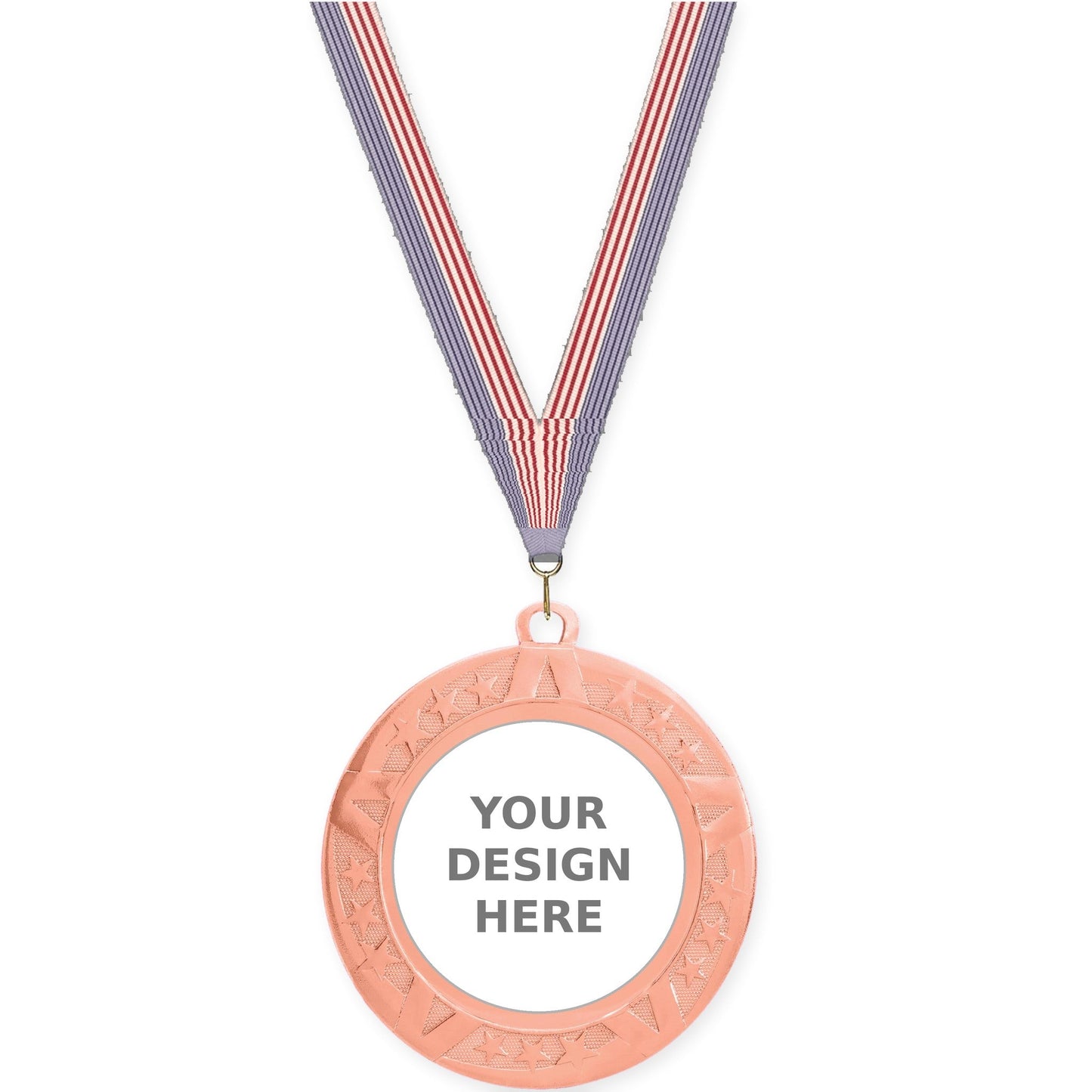 2 3/4 inch Superstar insert medal in bronze with USA Flag neck ribbon