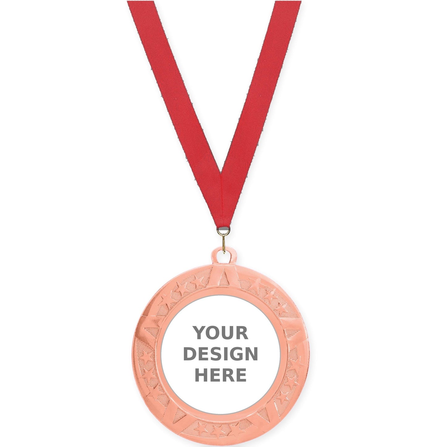 2 3/4 inch Superstar insert medal in bronze with Red neck ribbon