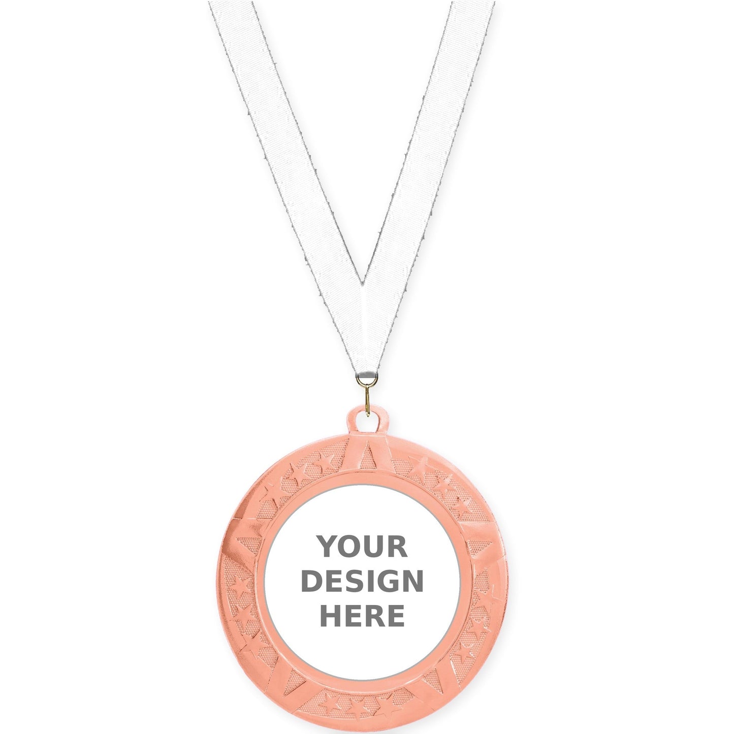2 3/4 inch Superstar insert medal in bronze with White neck ribbon