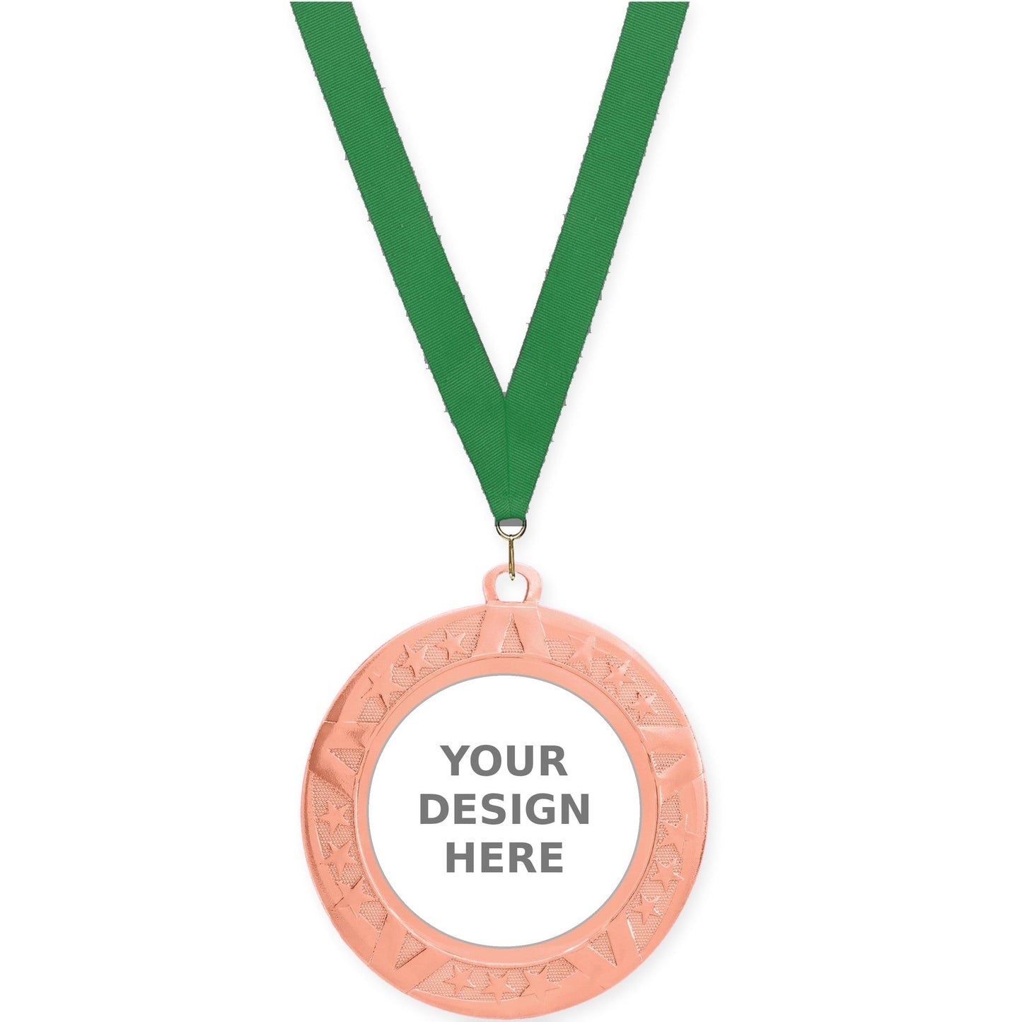 2 3/4 inch Superstar insert medal in bronze with Green neck ribbon