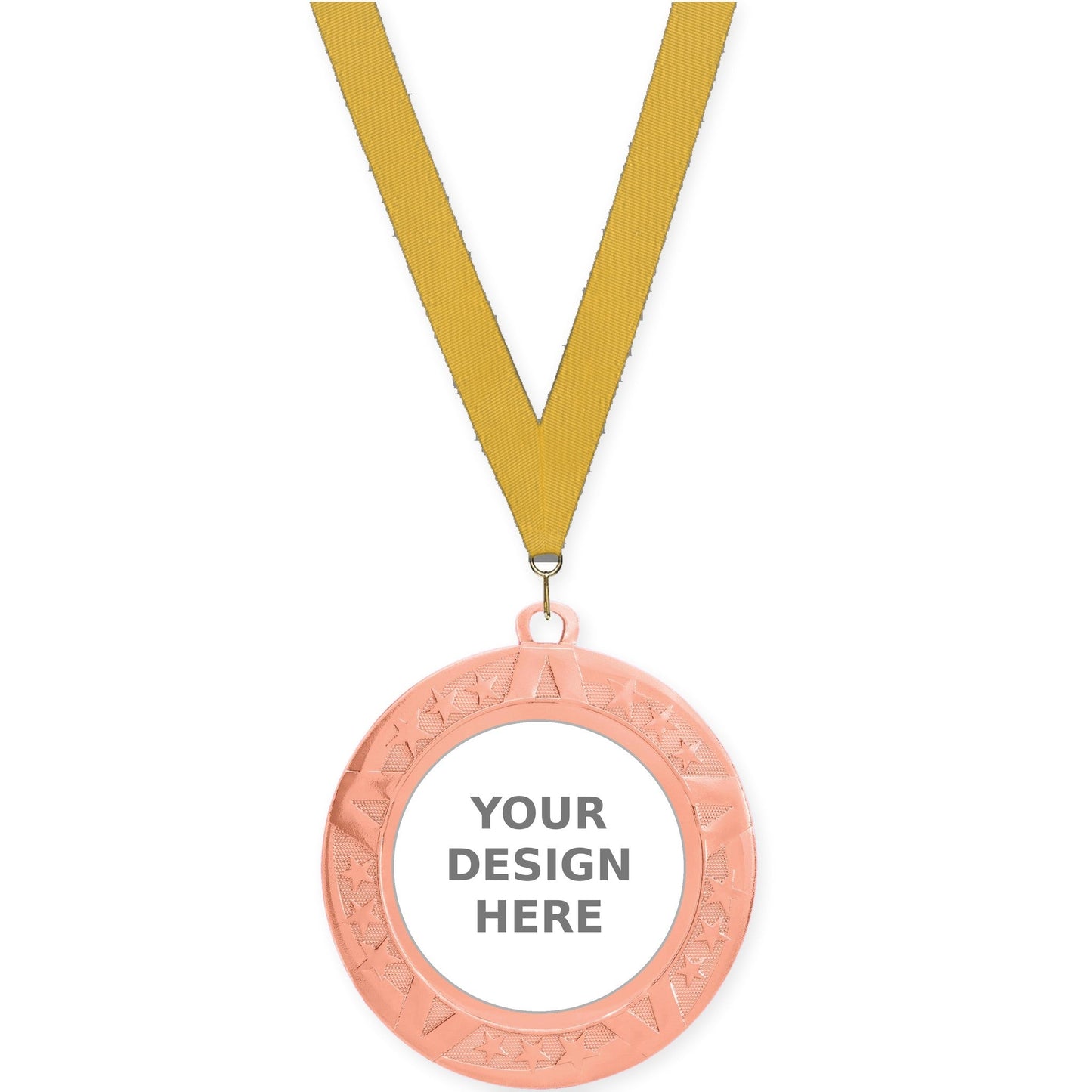 2 3/4 inch Superstar insert medal in bronze with Gold neck ribbon