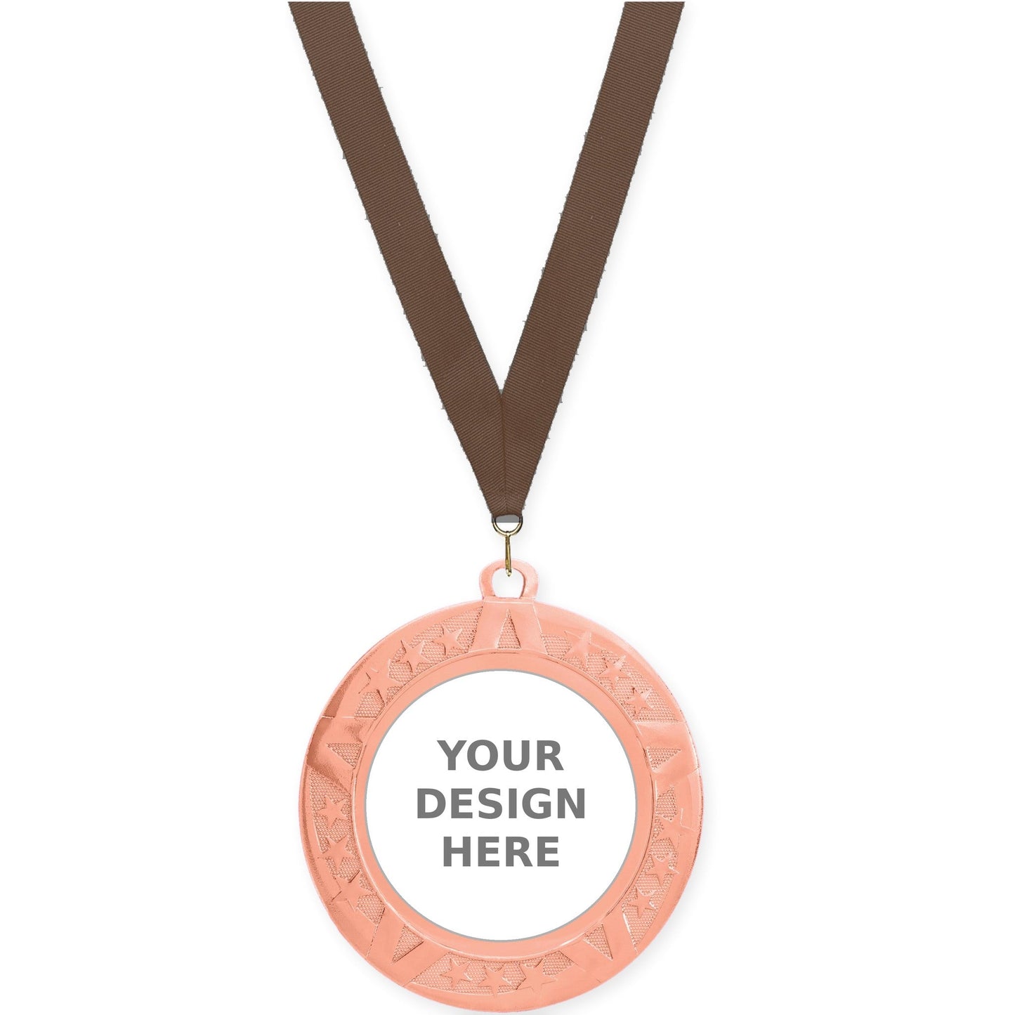 2 3/4 inch Superstar insert medal in bronze with Brown neck ribbon