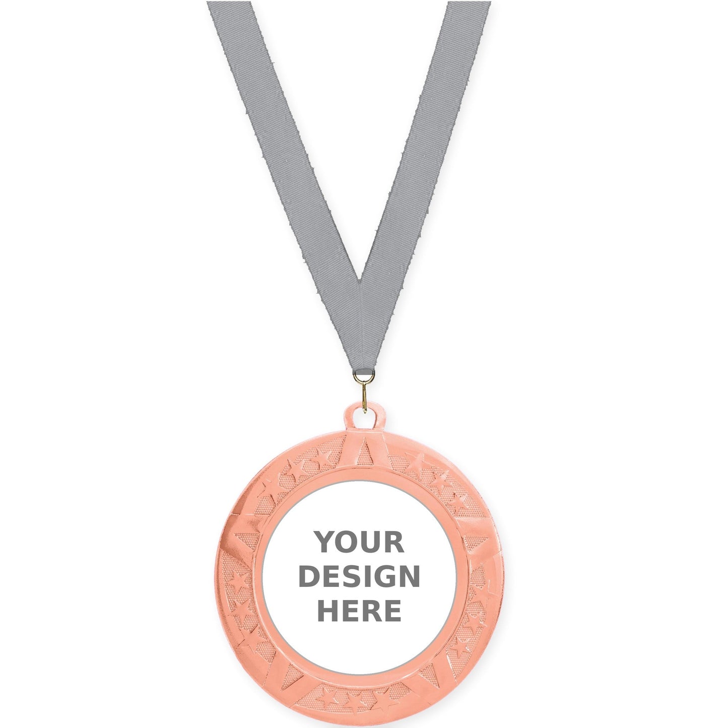 2 3/4 inch Superstar insert medal in bronze with Gray neck ribbon