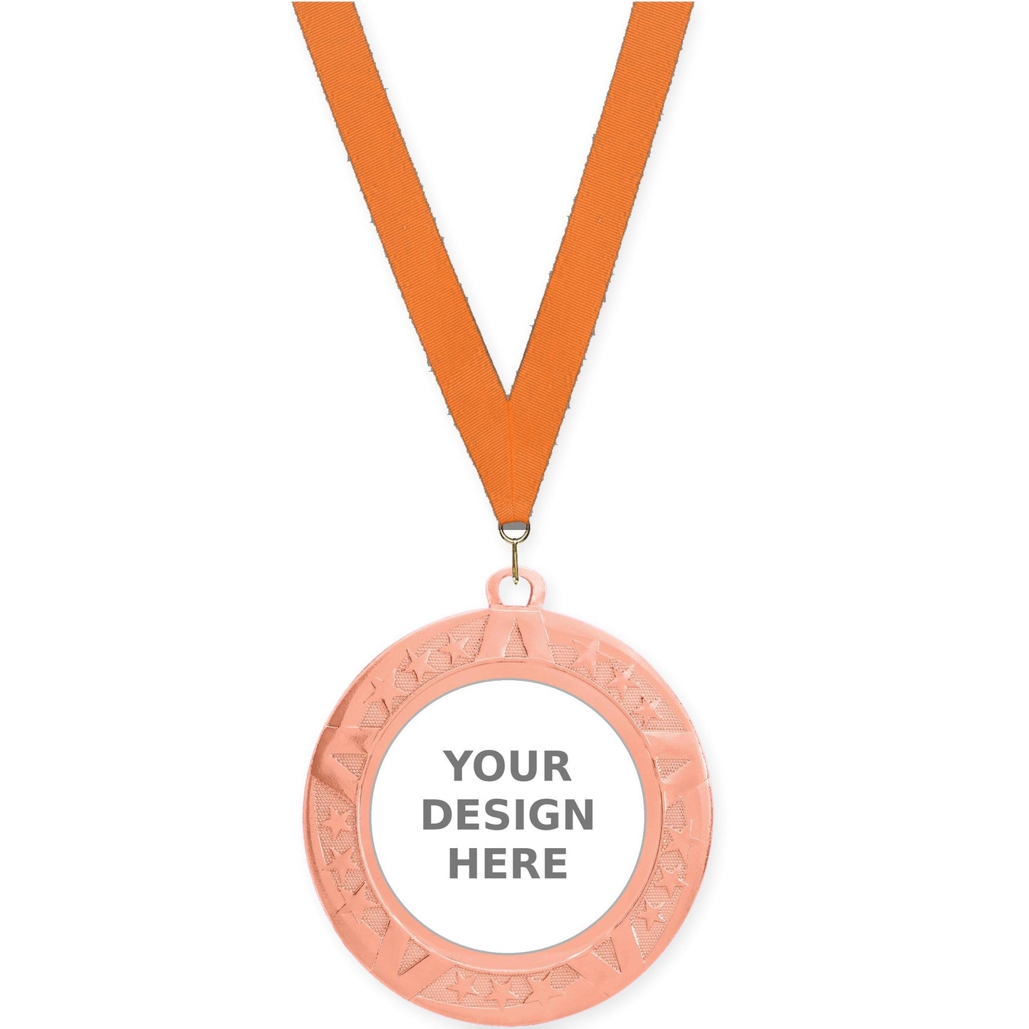 2 3/4 inch Superstar insert medal in bronze with Orange neck ribbon
