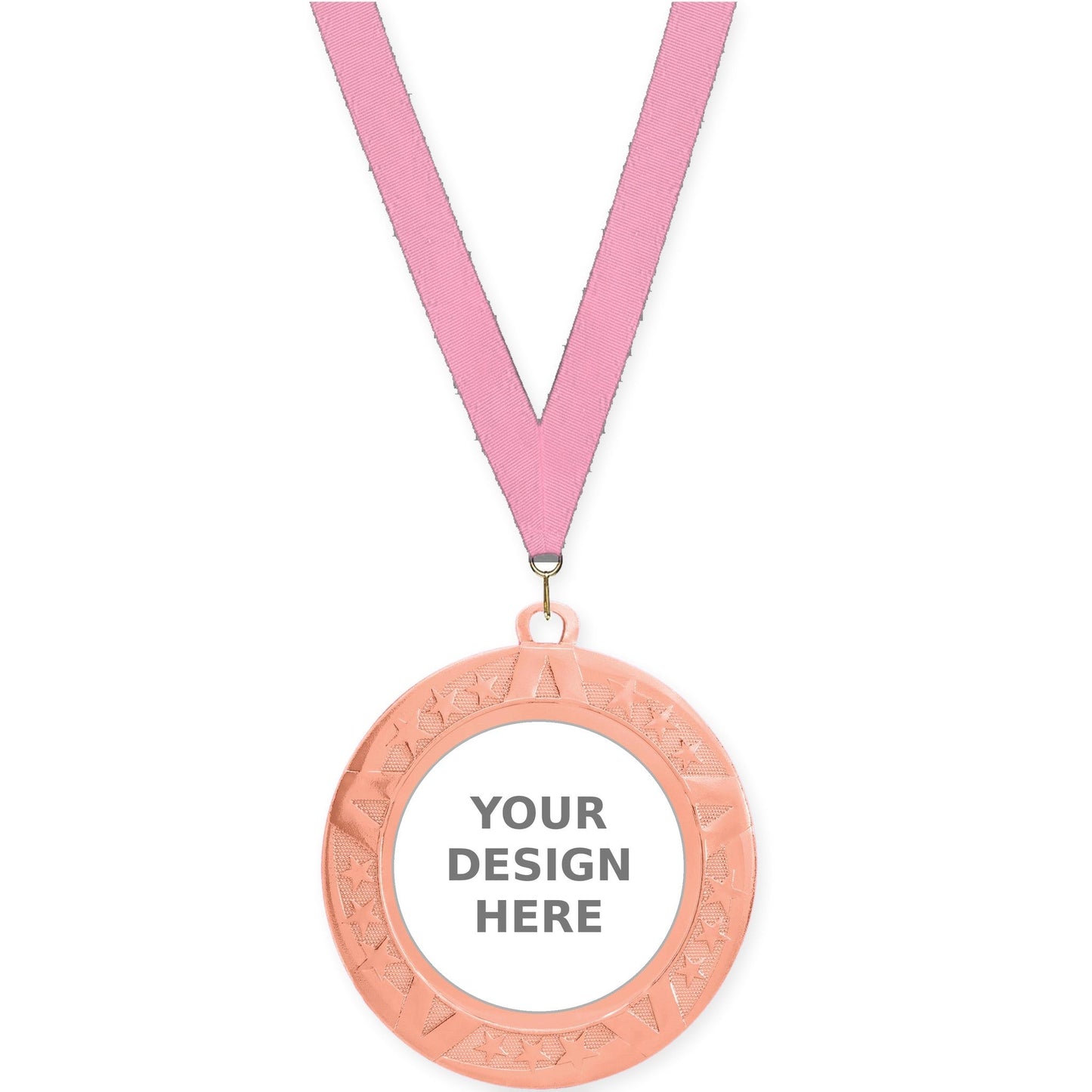 2 3/4 inch Superstar insert medal in bronze with Pink neck ribbon