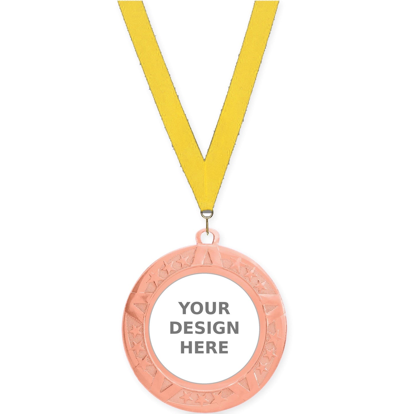 2 3/4 inch Superstar insert medal in bronze with Yellow neck ribbon
