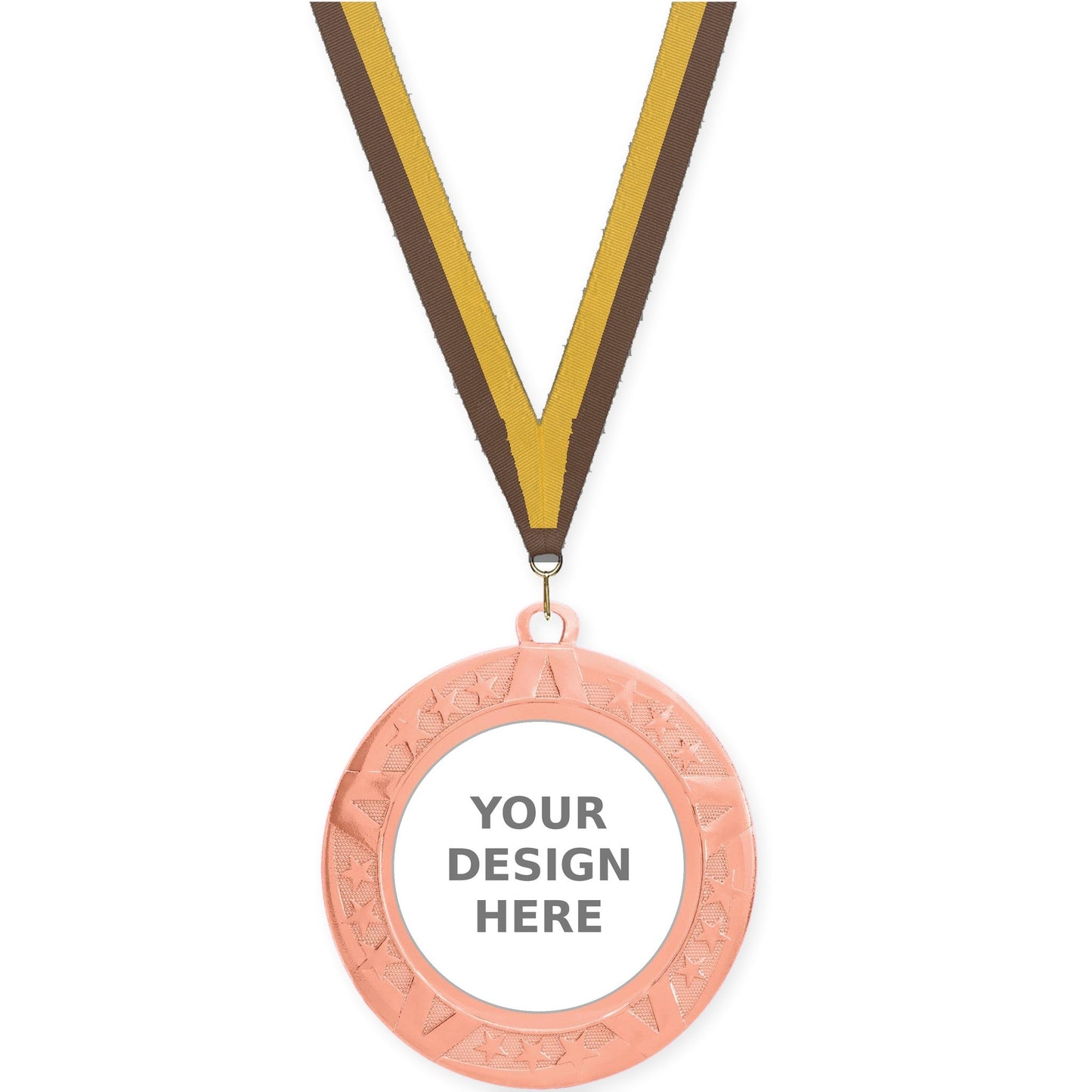 2 3/4 inch Superstar insert medal in bronze with Brown Gold neck ribbon