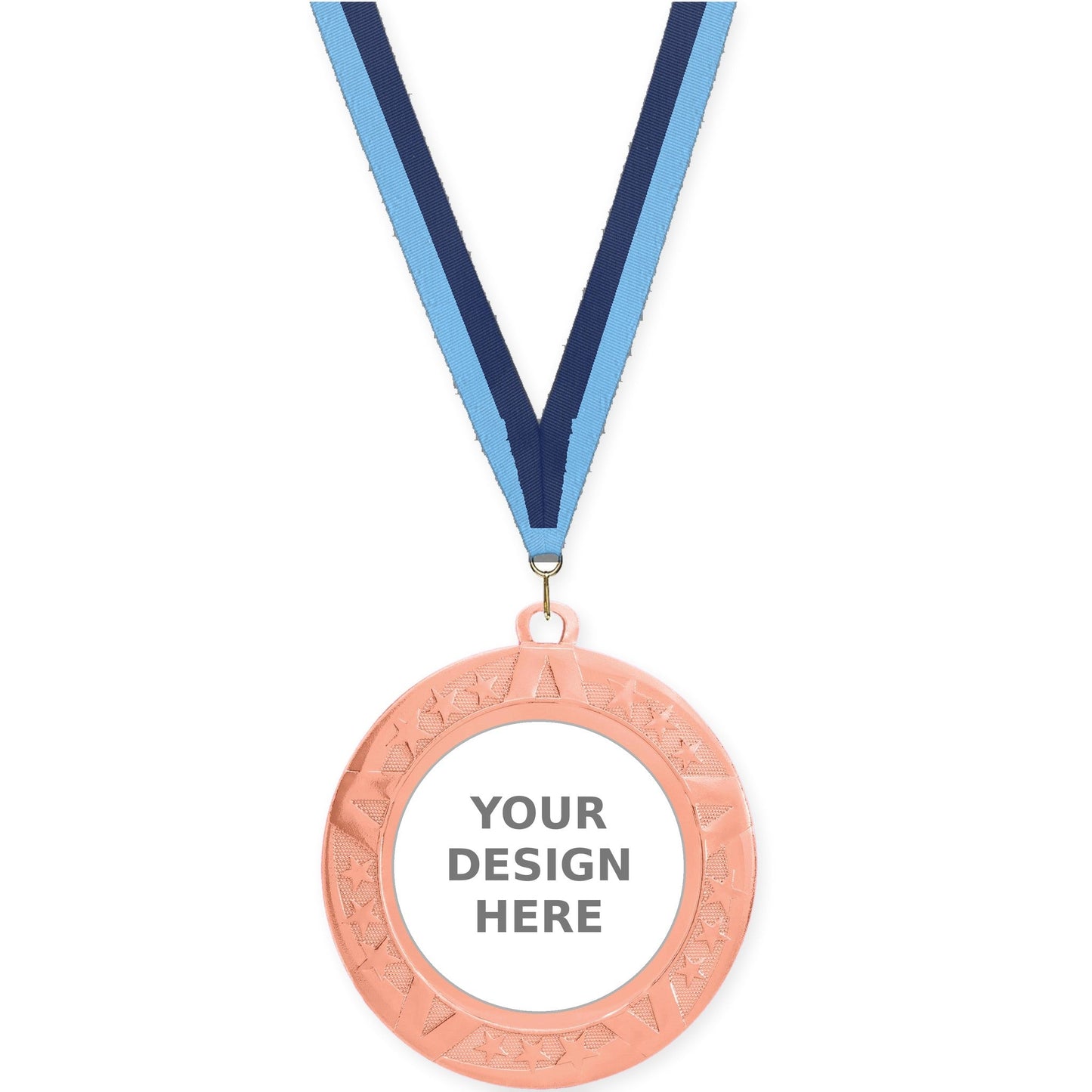 2 3/4 inch Superstar insert medal in bronze with Light Blue Navy neck ribbon