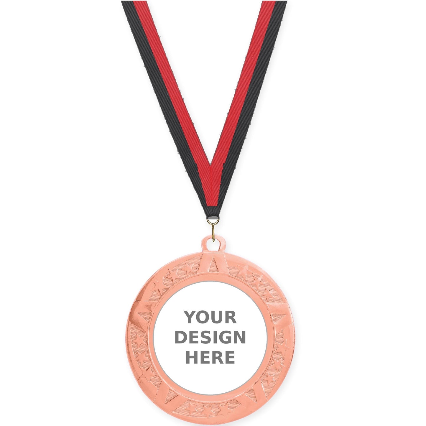 2 3/4 inch Superstar insert medal in bronze with Black Red neck ribbon