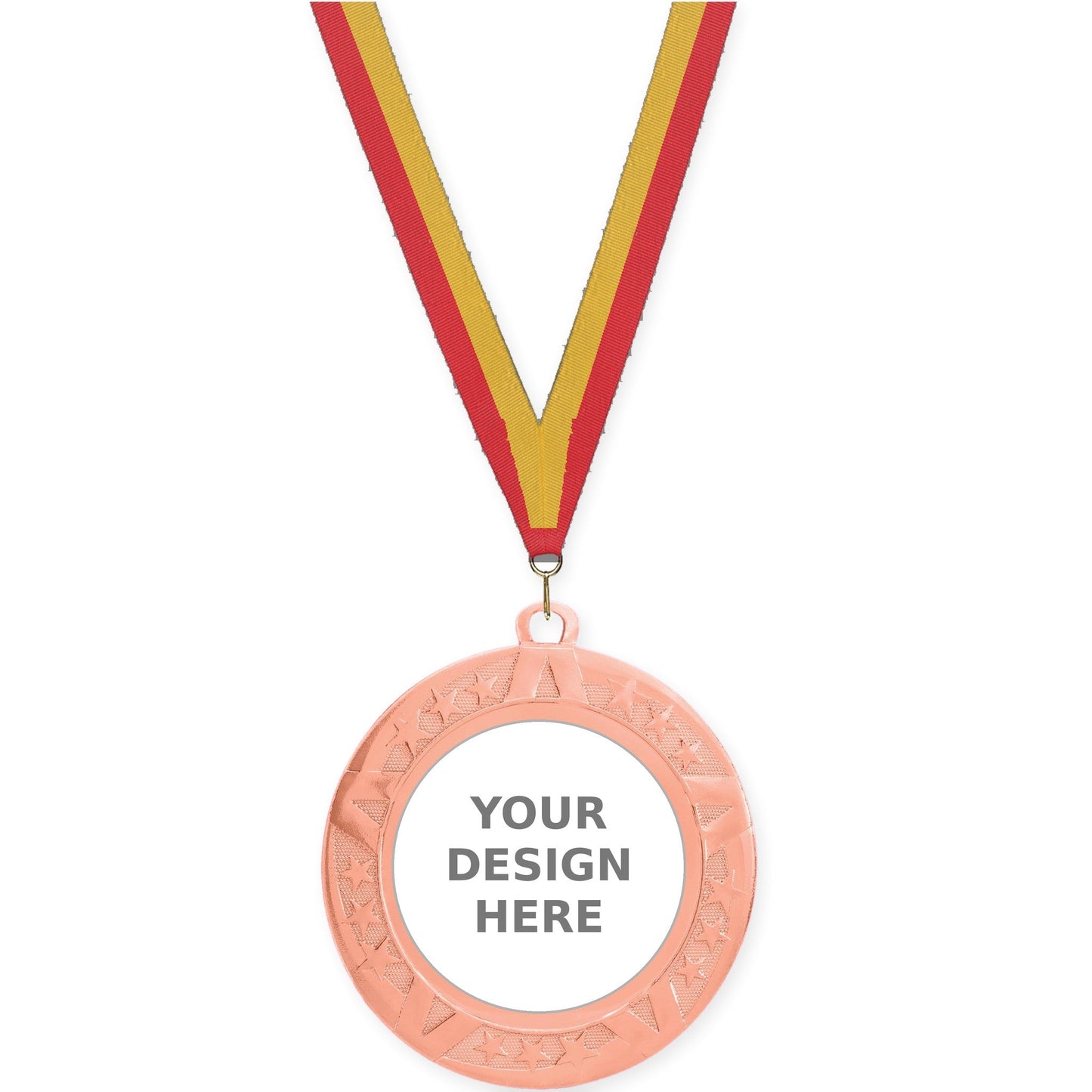 2 3/4 inch Superstar insert medal in bronze with Red Gold neck ribbon
