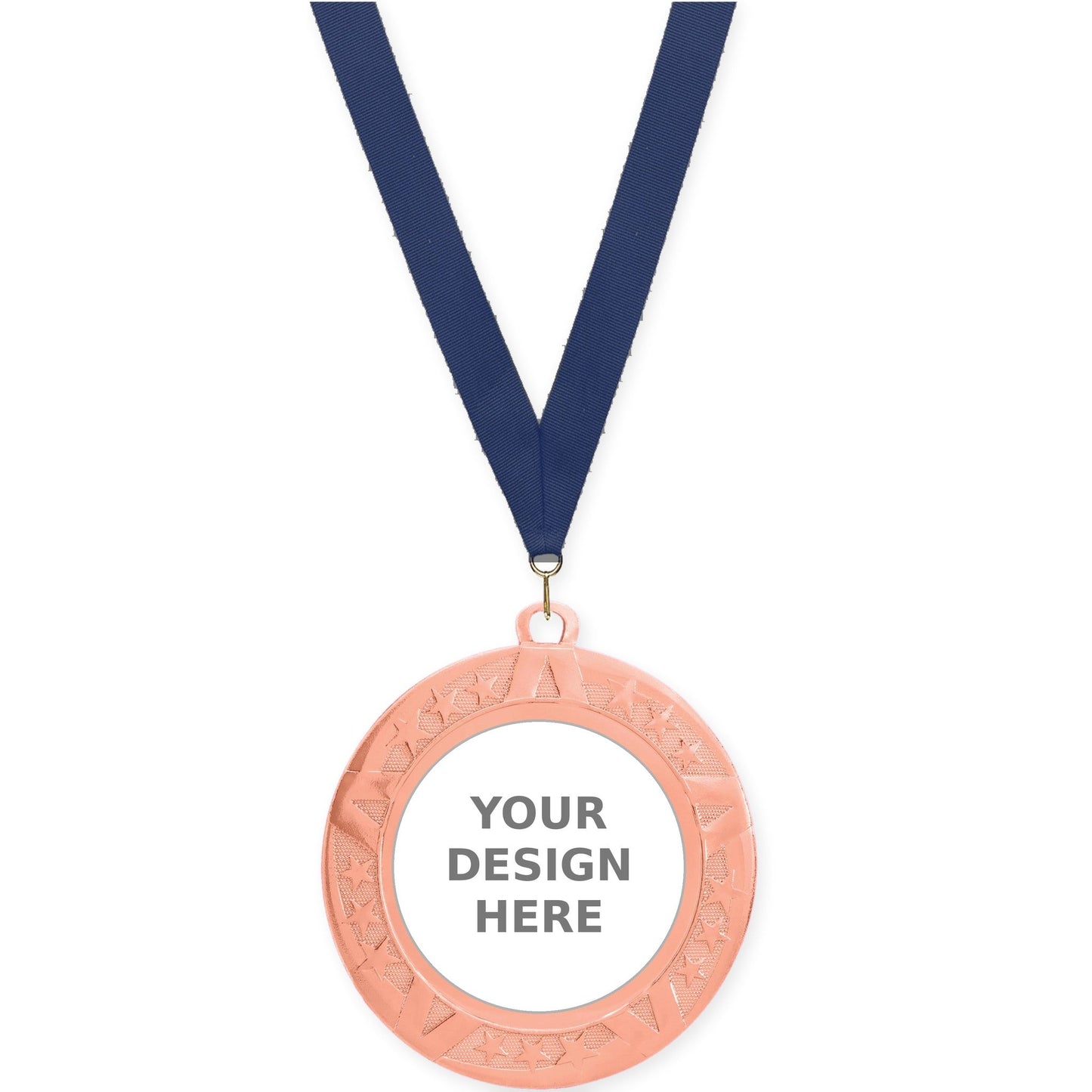 2 3/4 inch Superstar insert medal in bronze with Navy neck ribbon