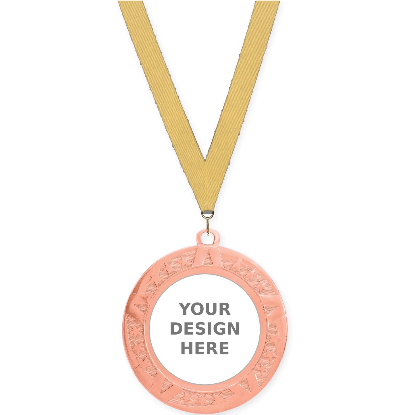 2 3/4 inch Superstar insert medal in bronze with Gold Metallic neck ribbon