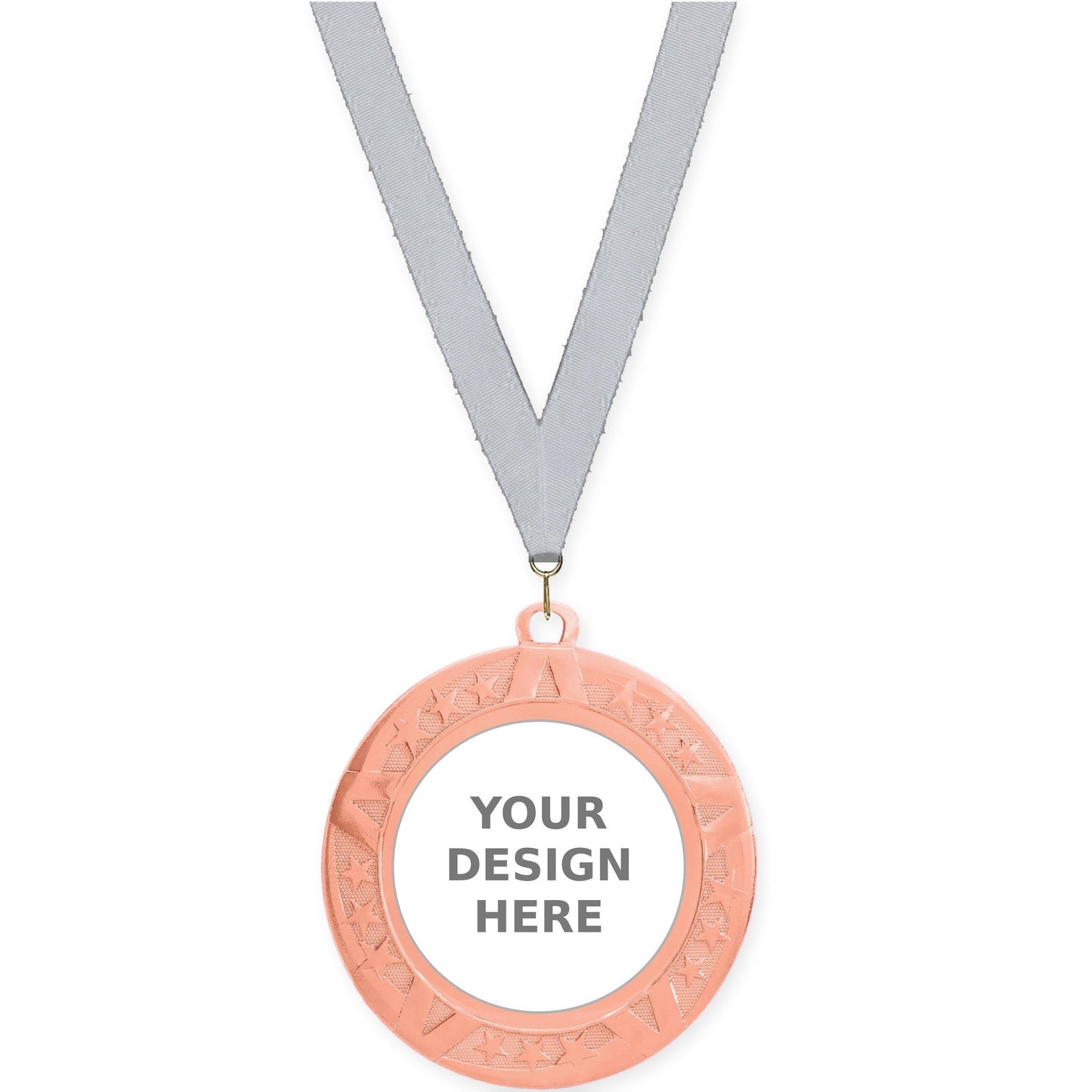 2 3/4 inch Superstar insert medal in bronze with Silver Metallic neck ribbon