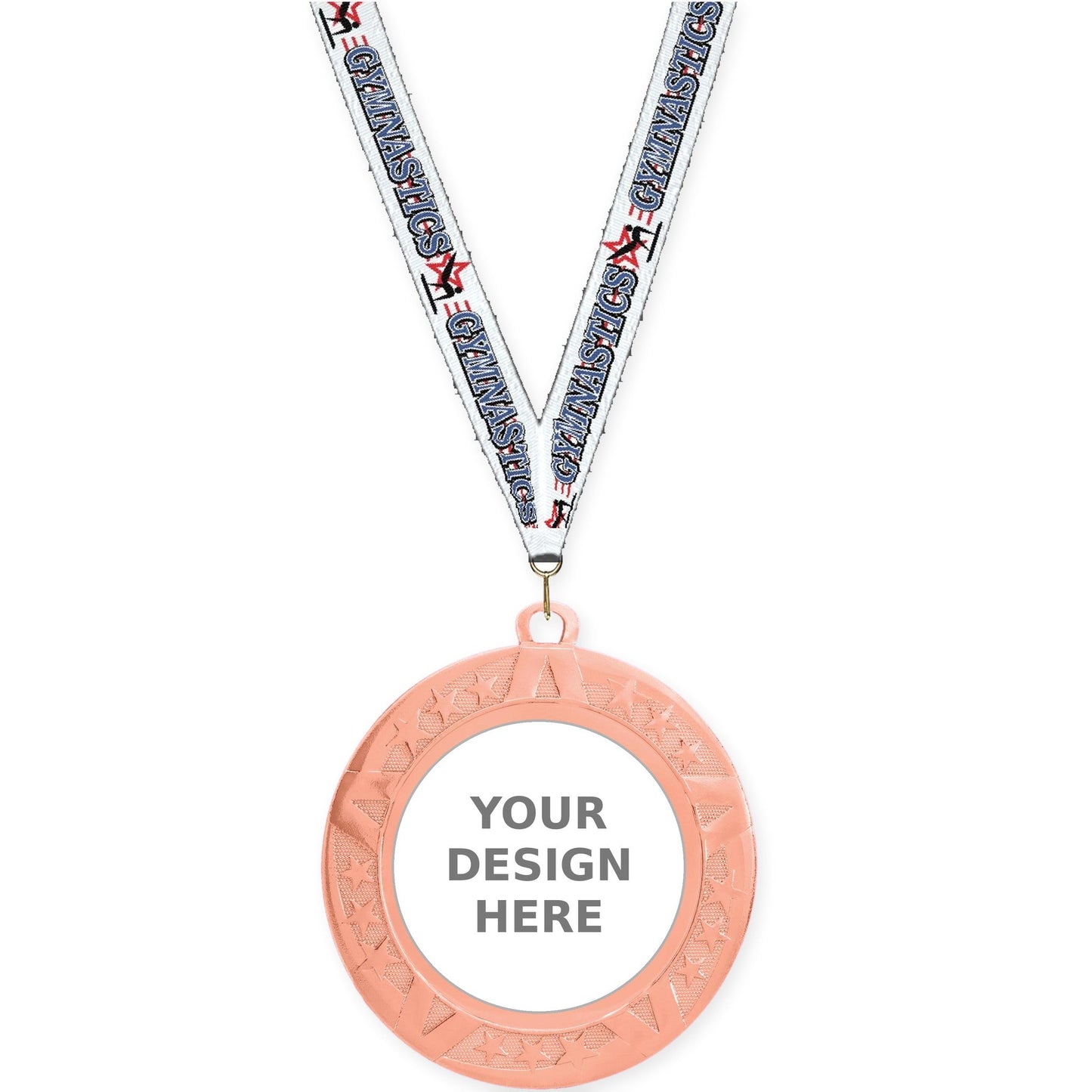 2 3/4 inch Superstar insert medal in bronze with Gymnastics neck ribbon
