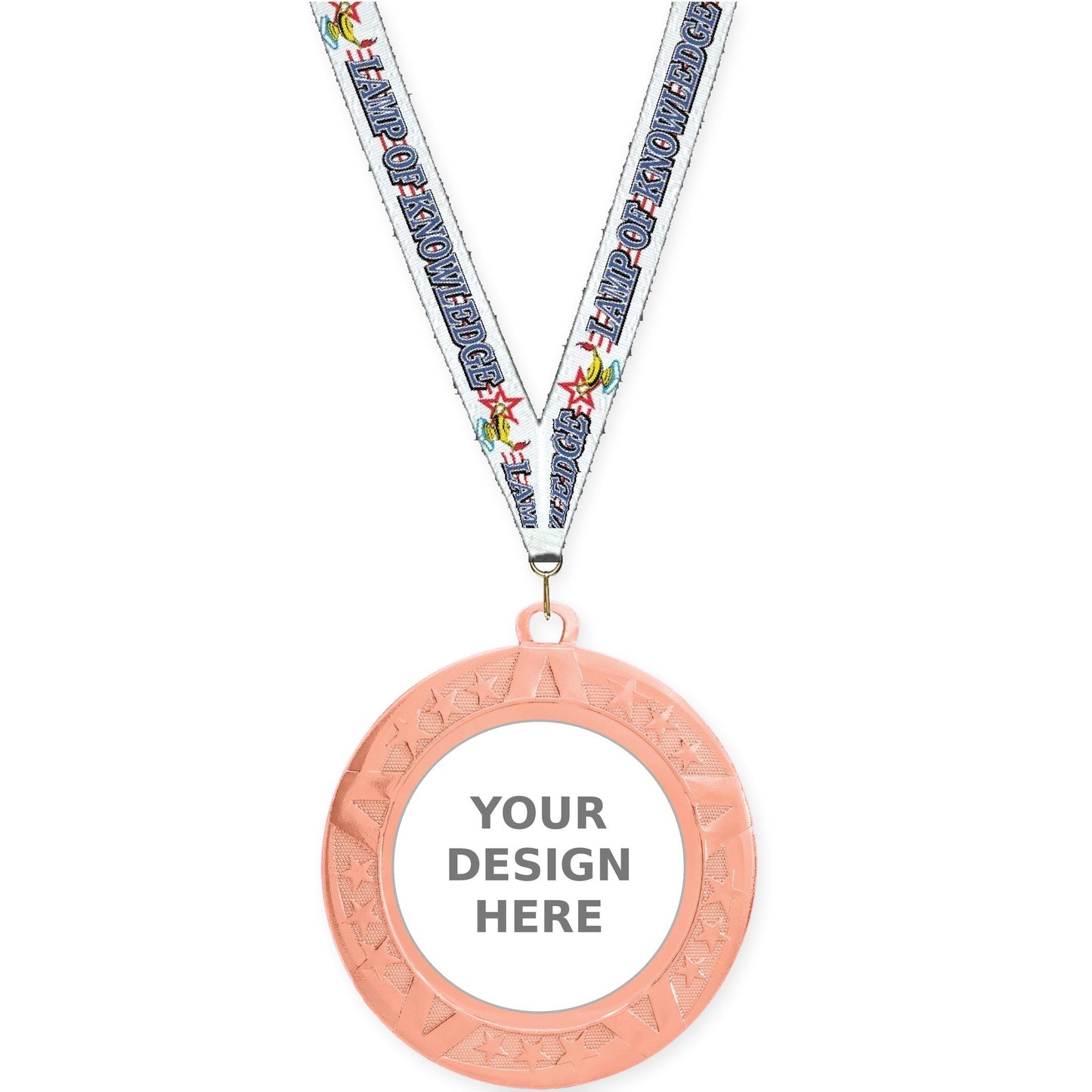 2 3/4 inch Superstar insert medal in bronze with Lamp Of Knowledge neck ribbon