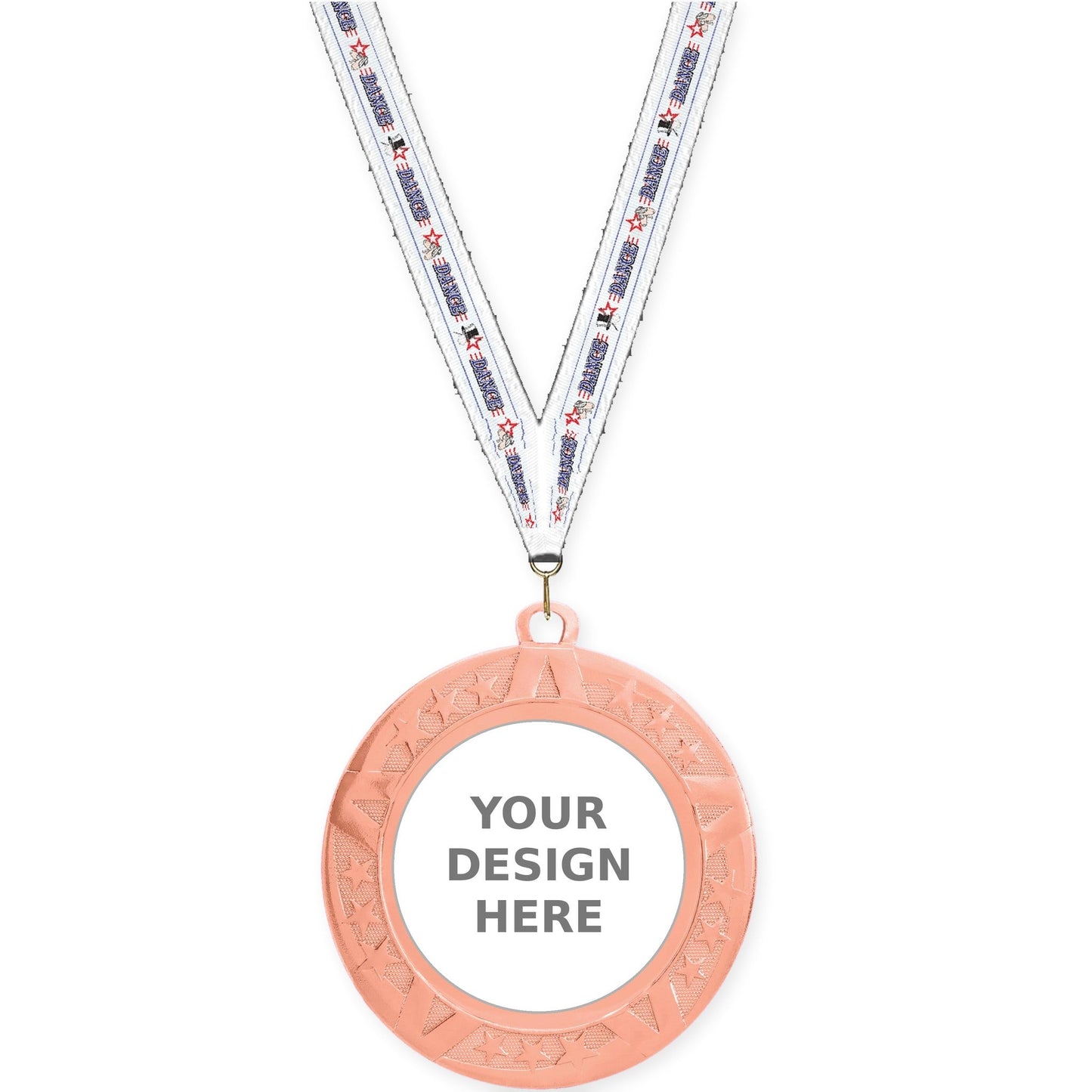 2 3/4 inch Superstar insert medal in bronze with Dance neck ribbon