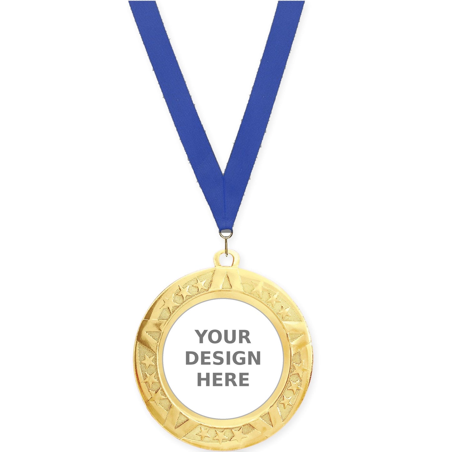 2 3/4 inch Superstar insert medal in gold with Blue neck ribbon