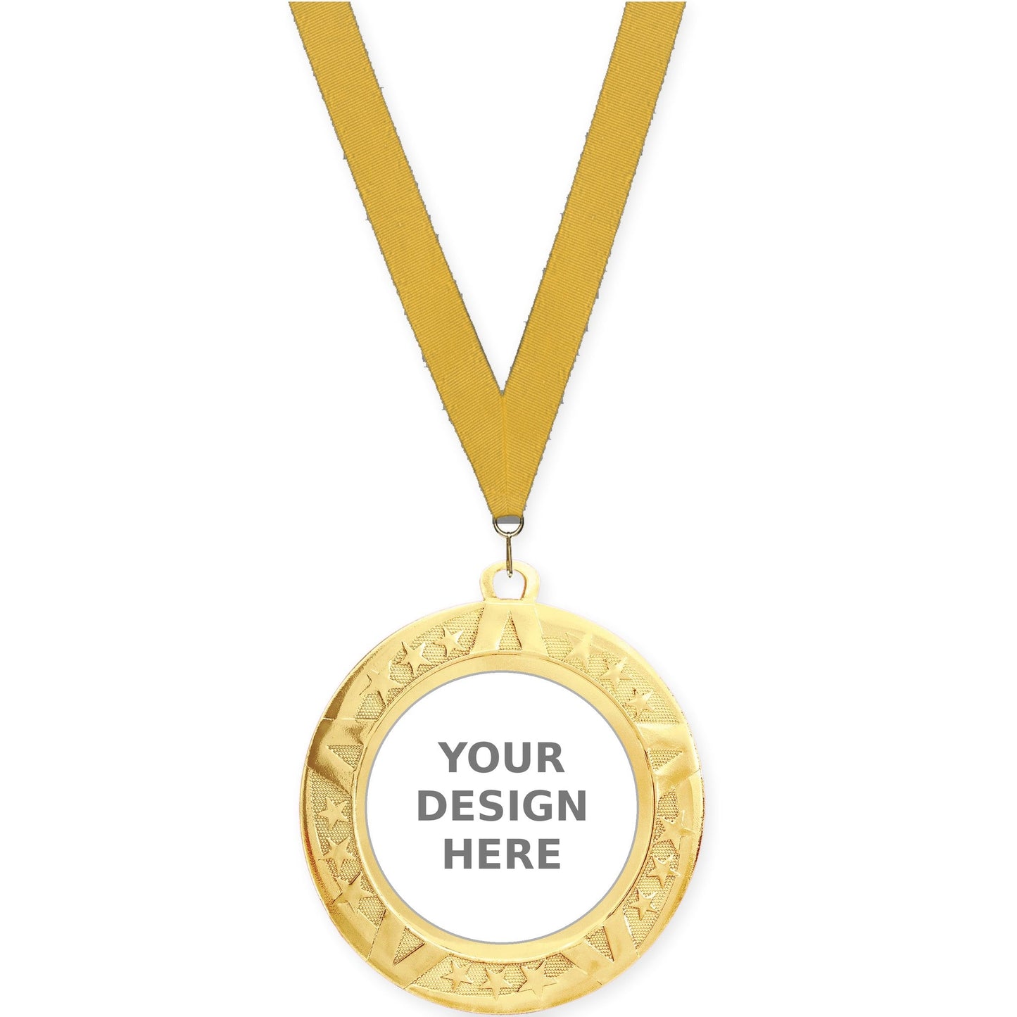 2 3/4 inch Superstar insert medal in gold with Gold neck ribbon