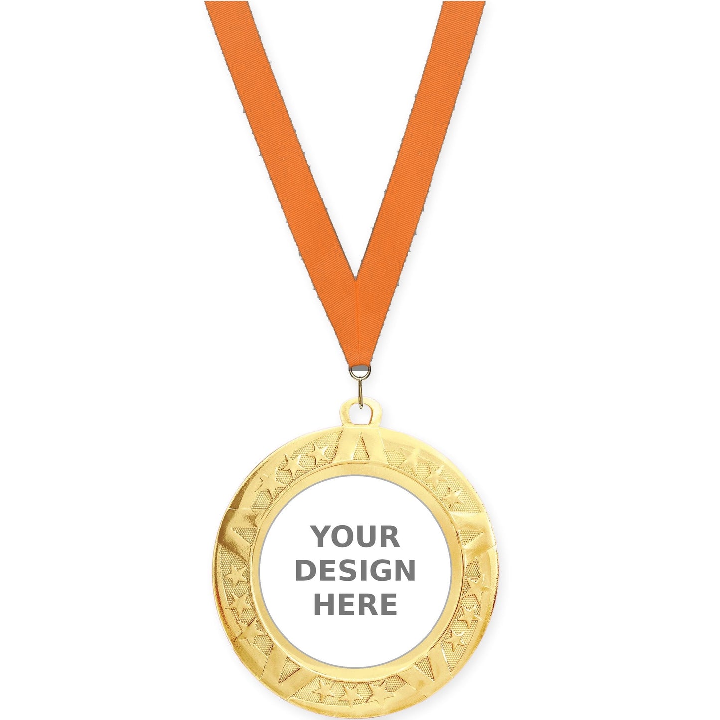 2 3/4 inch Superstar insert medal in gold with Orange neck ribbon