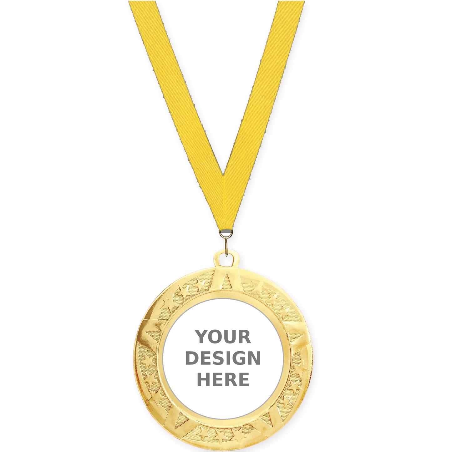 2 3/4 inch Superstar insert medal in gold with Yellow neck ribbon