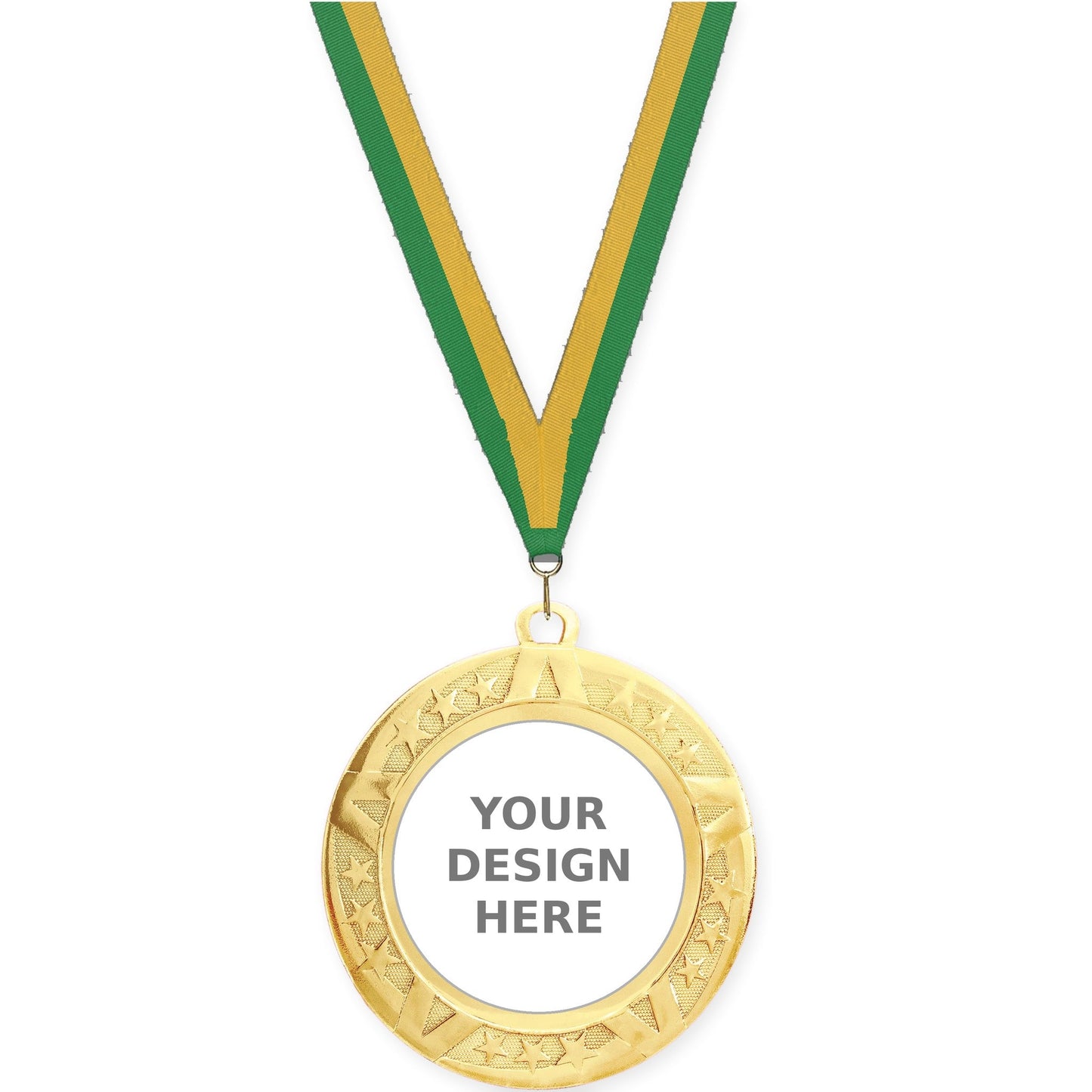 2 3/4 inch Superstar insert medal in gold with Green Gold neck ribbon