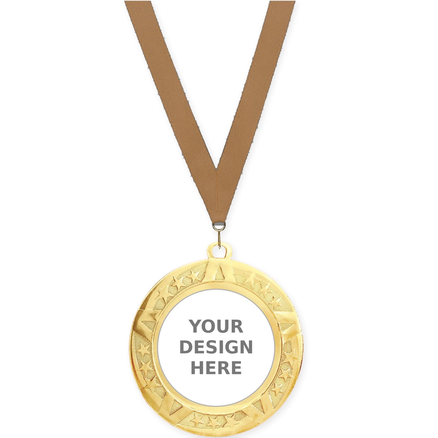2 3/4 inch Superstar insert medal in gold with Bronze Metallic neck ribbon