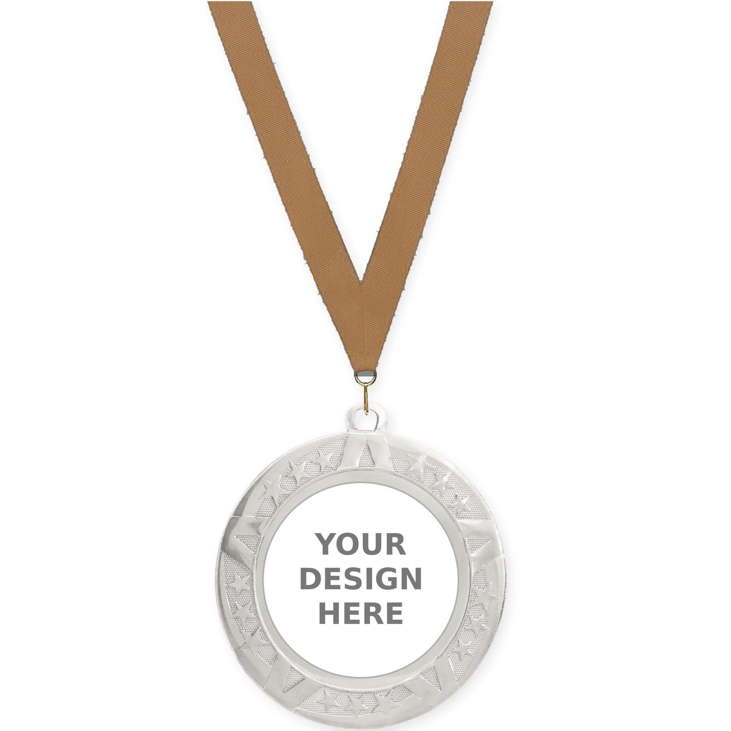 2 3/4 inch Superstar insert medal in silver with Bronze Metallic neck ribbon