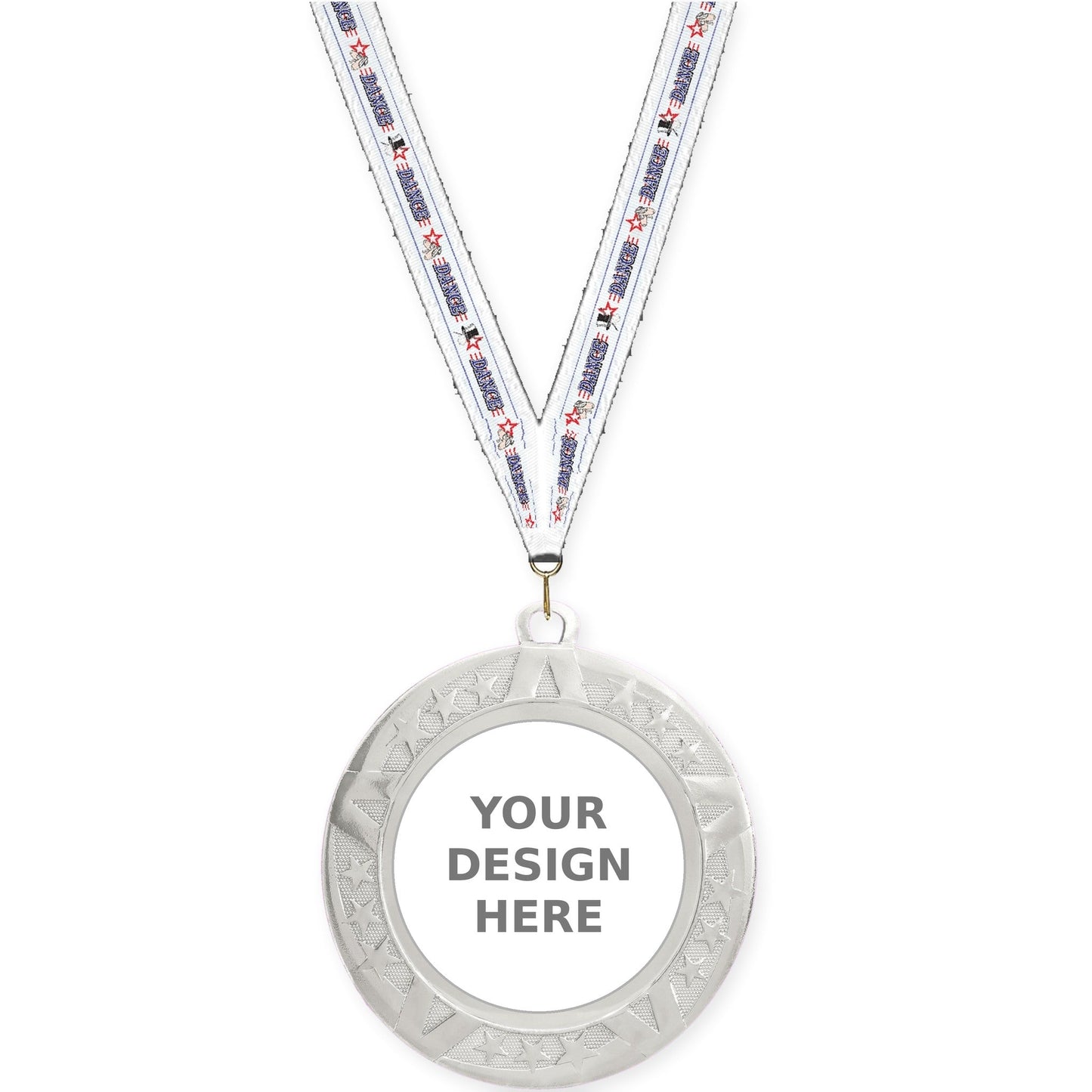 2 3/4 inch Superstar insert medal in silver with Dance neck ribbon