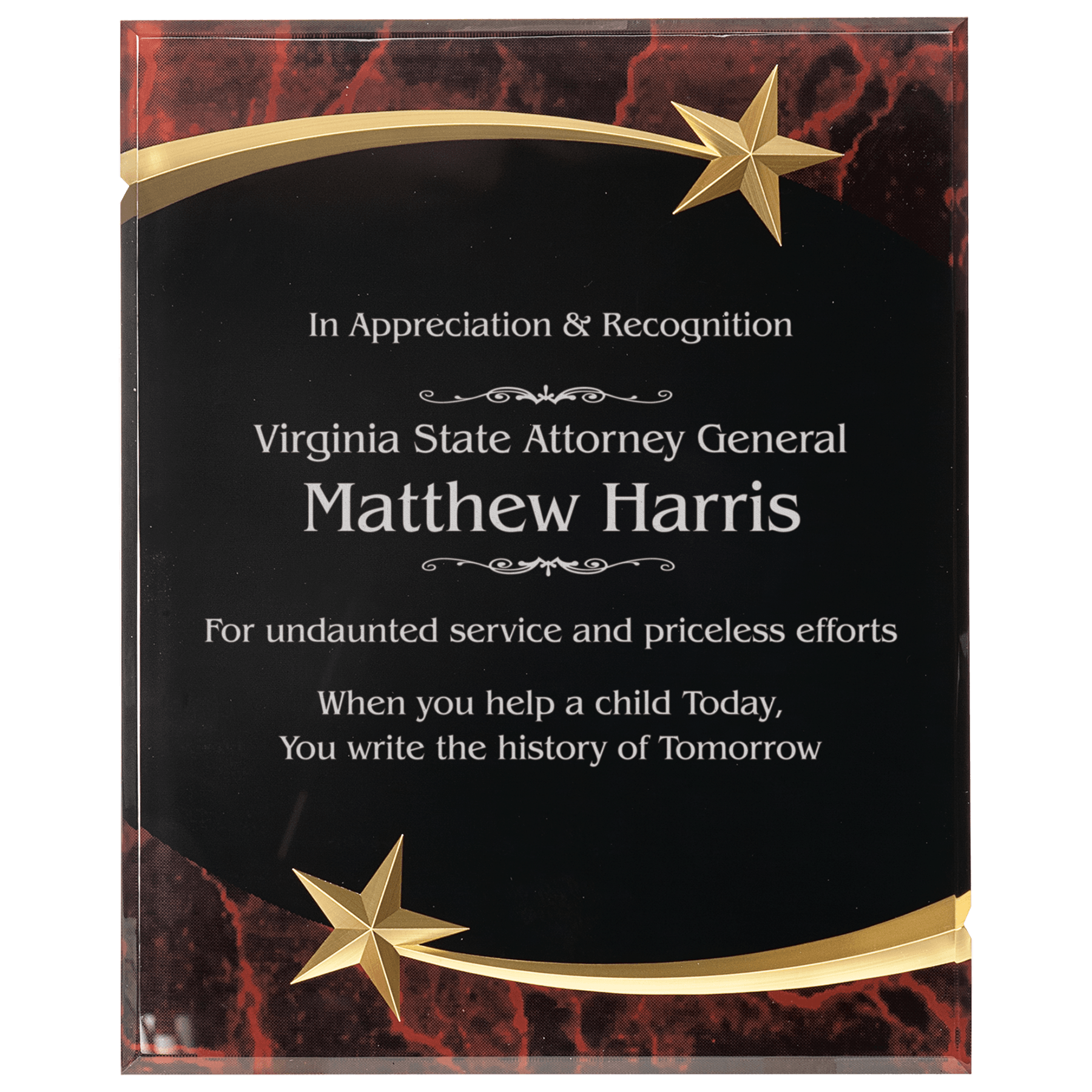 Red 7" x 9" Marble Shooting Star Acrylic Plaque