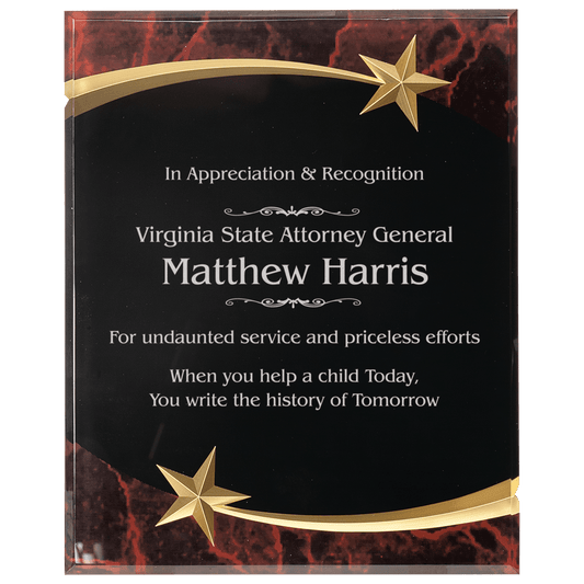 Red 7" x 9" Marble Shooting Star Acrylic Plaque