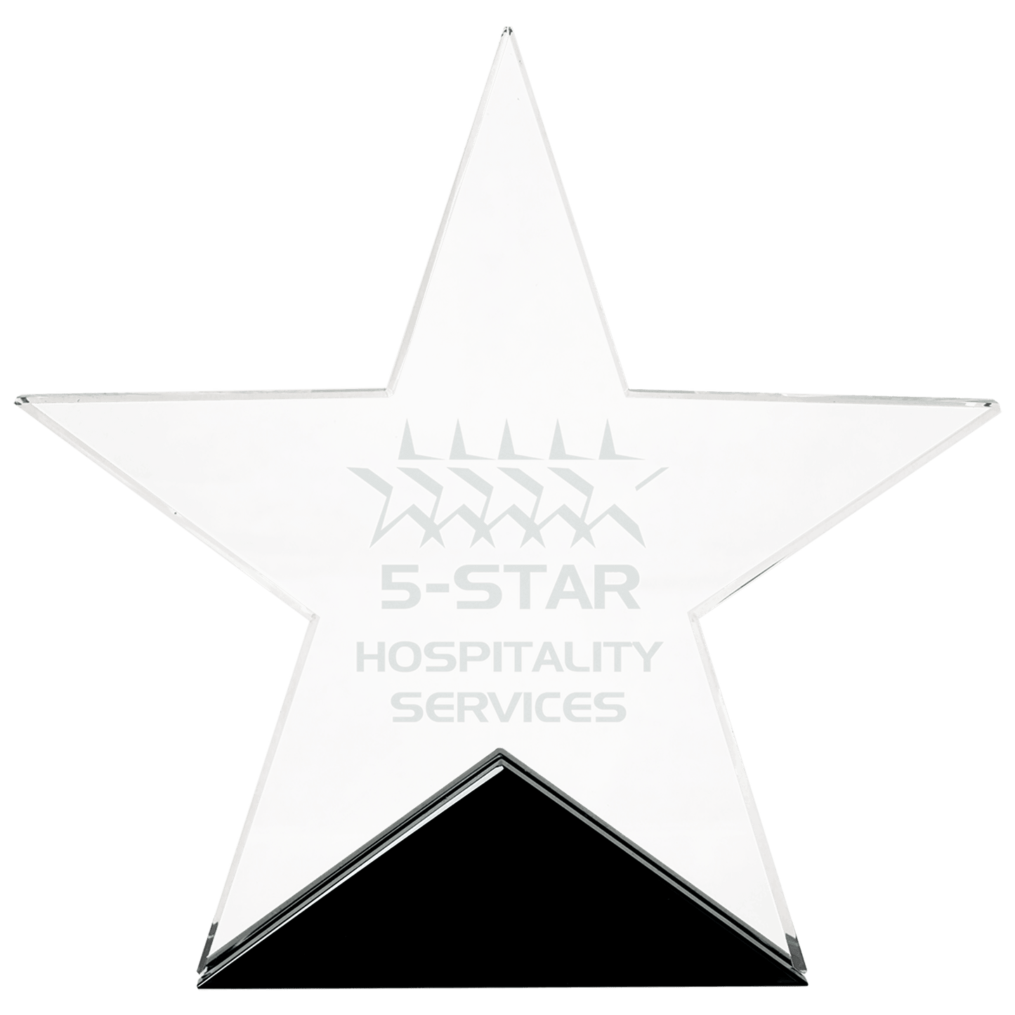 6 3/4" x 6 1/2" Clear Glass Star on Black Base