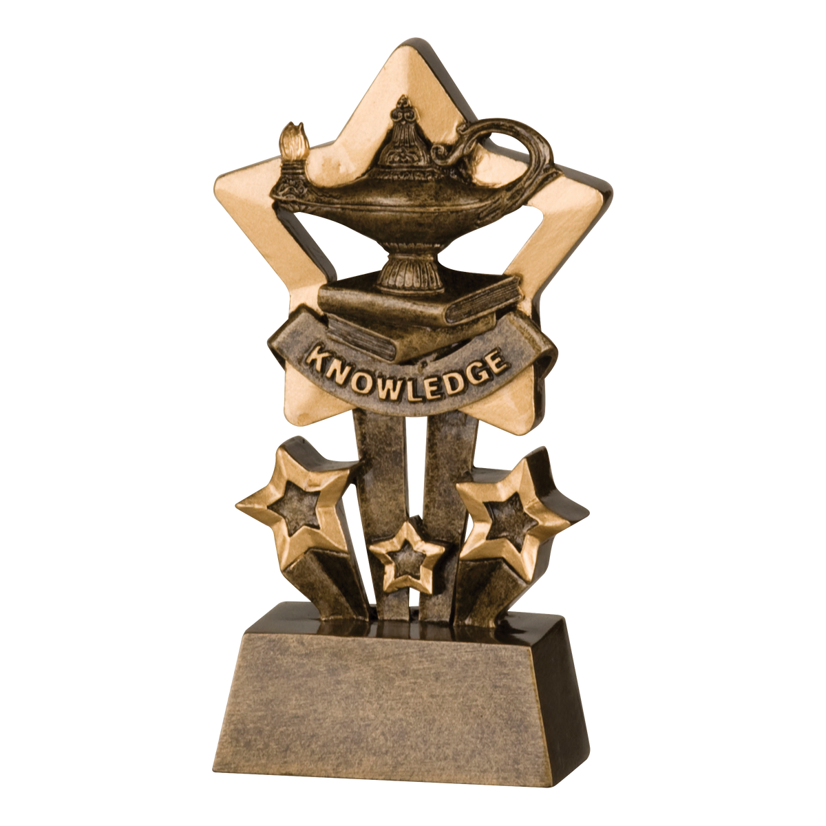 Shadow Star knowledge trophy with a lamp of knowledge in a gold star and KNOWLEDGE banner