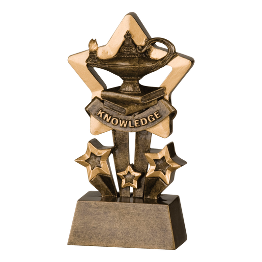 Shadow Star knowledge trophy with a lamp of knowledge in a gold star and KNOWLEDGE banner