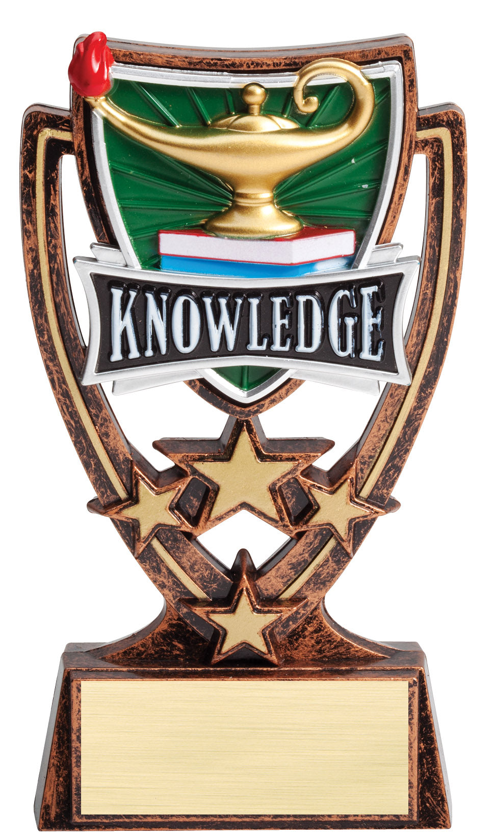 Four star knowledge trophy with a lamp of knowledge