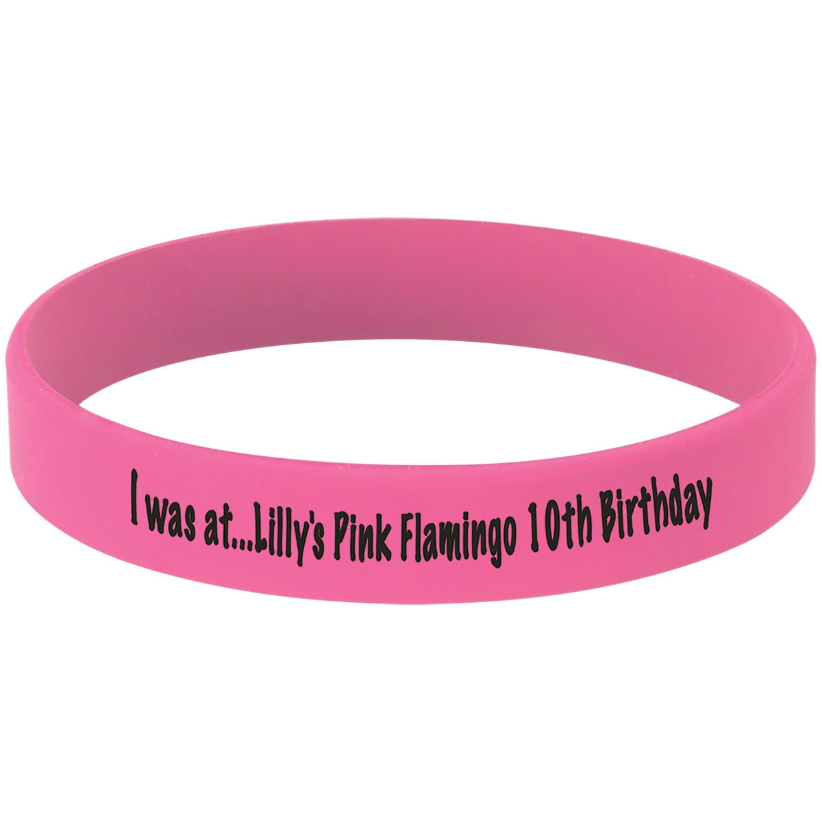 Personalized youth pink/black silicone wristband