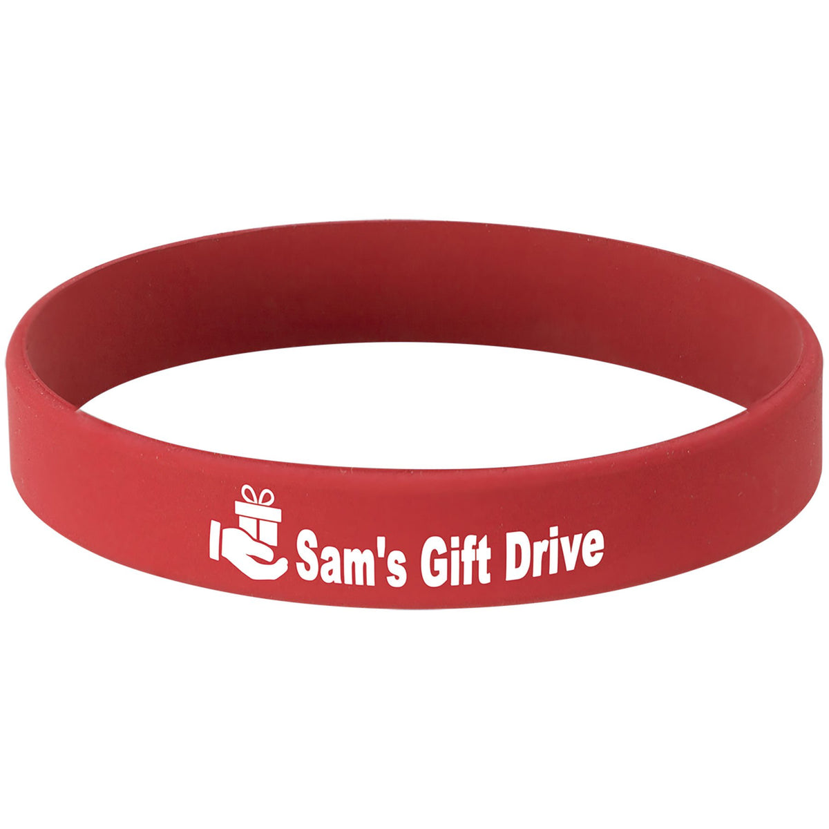Personalized adult red/white silicone wristband