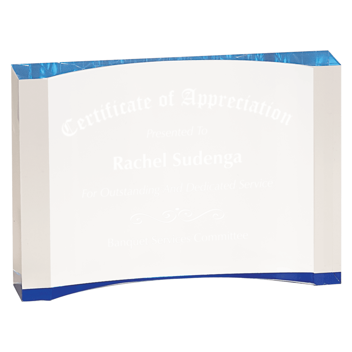 Blue 5" x 3 1/2" 1" Thick Acrylic Crescent