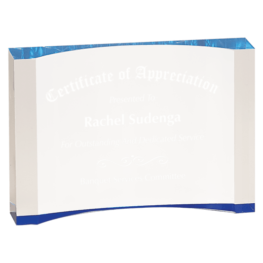 Blue 5" x 3 1/2" 1" Thick Acrylic Crescent