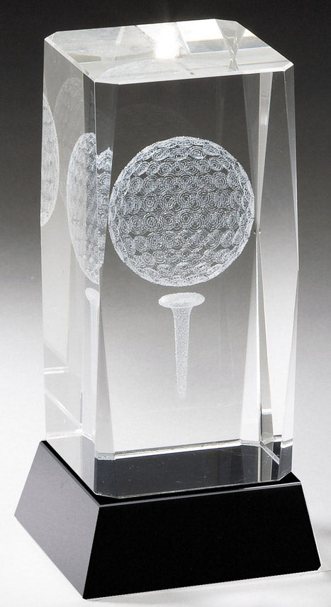 Small crystal golf award on a black base, 4¾" size