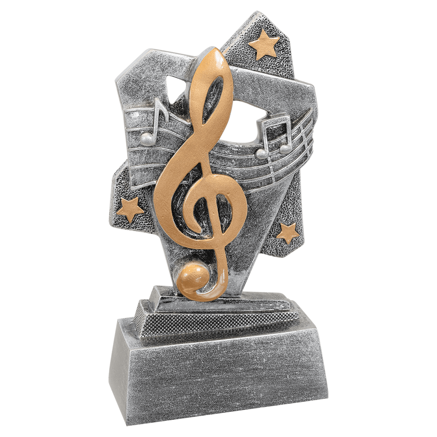 Music Triumph Resin award, 5.5 inch silver with gold accents