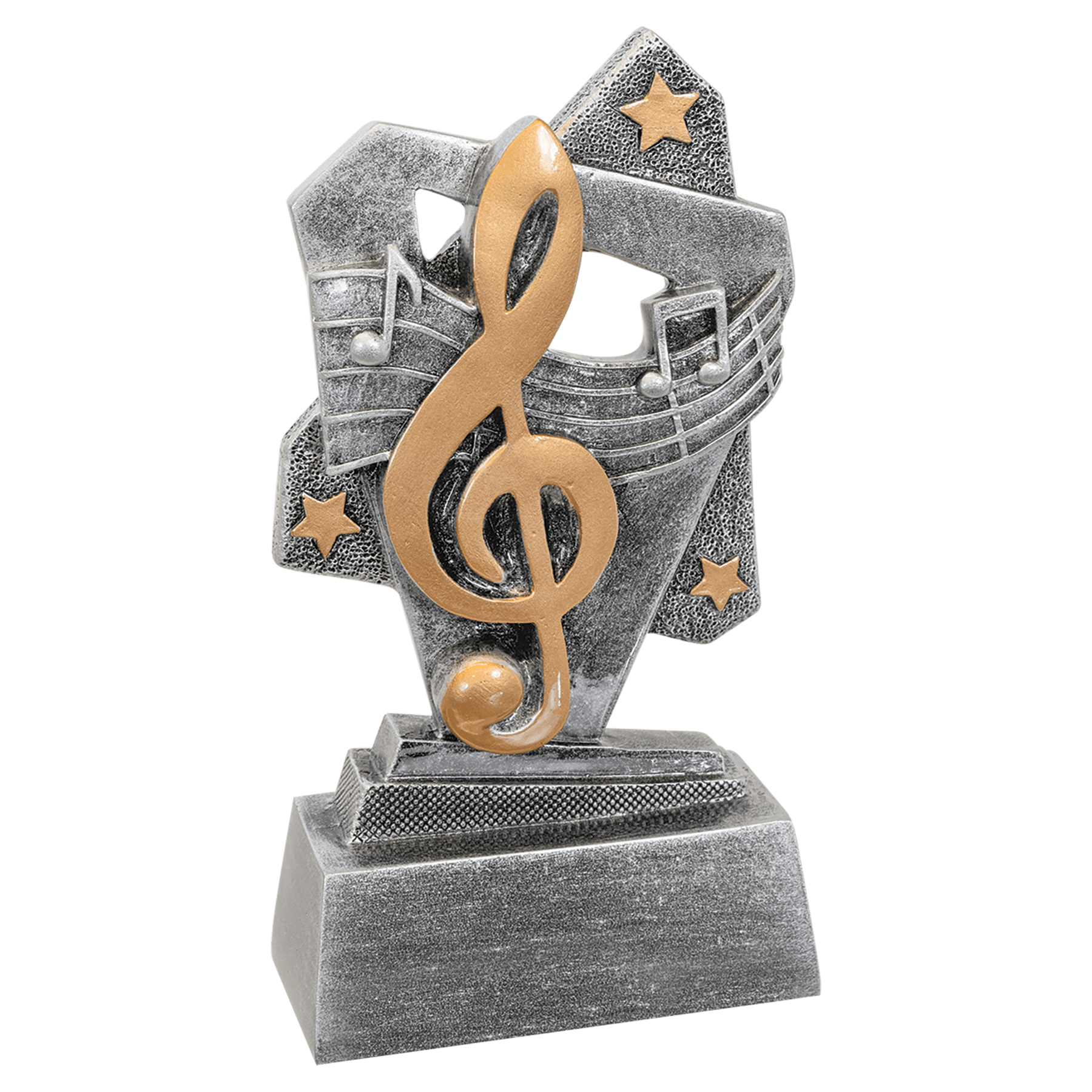Music Triumph Resin award, 5.5 inch silver with gold accents