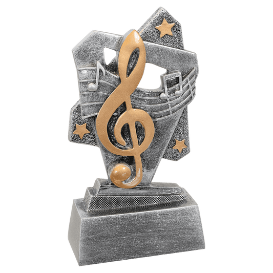 Music Triumph Resin award, 5.5 inch silver with gold accents