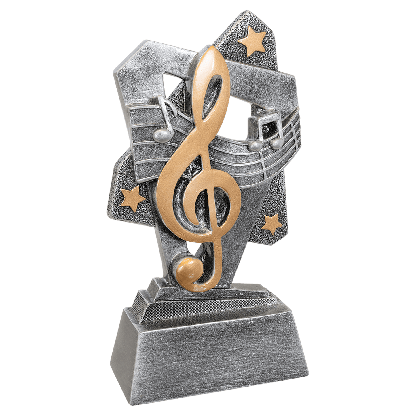 Music Triumph Resin award, 6.5 inch silver with gold accents