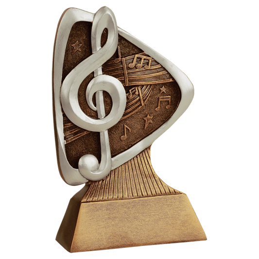 Music Triad Resin award, 5.5 inch antique gold and silver