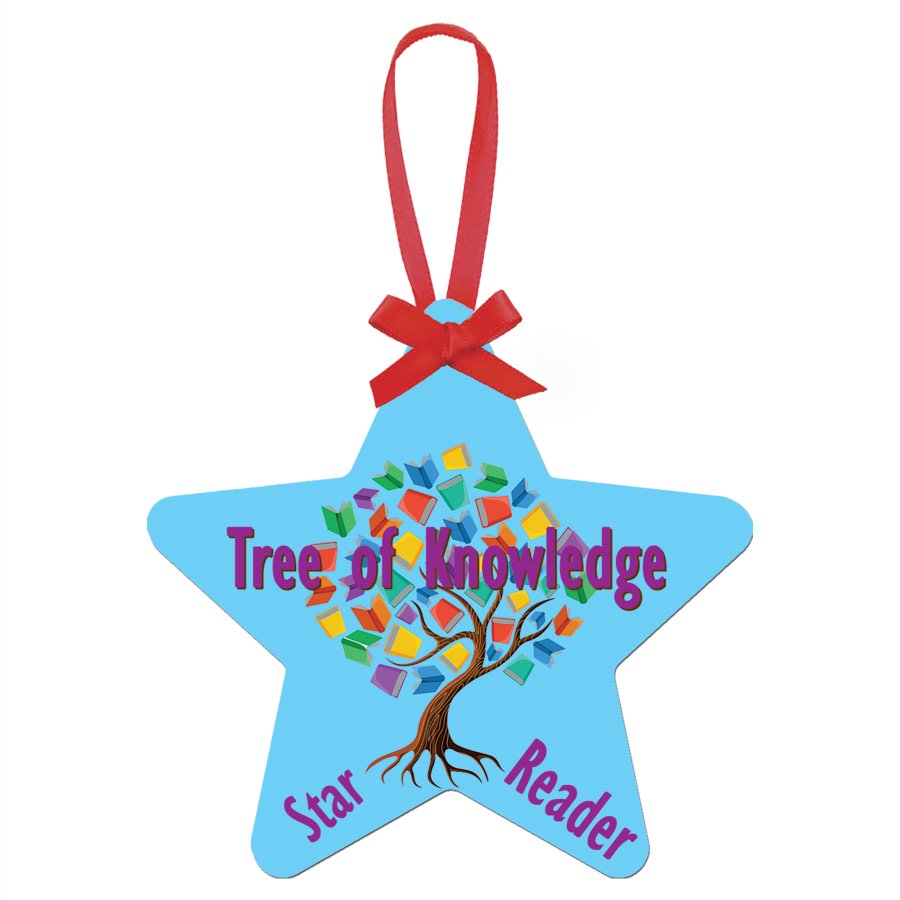 Star double-sided white metal photo ornament with satin ribbon