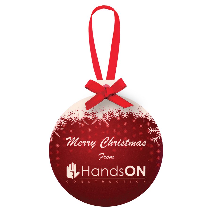 Christmas ball double-sided white metal photo ornament with satin ribbon