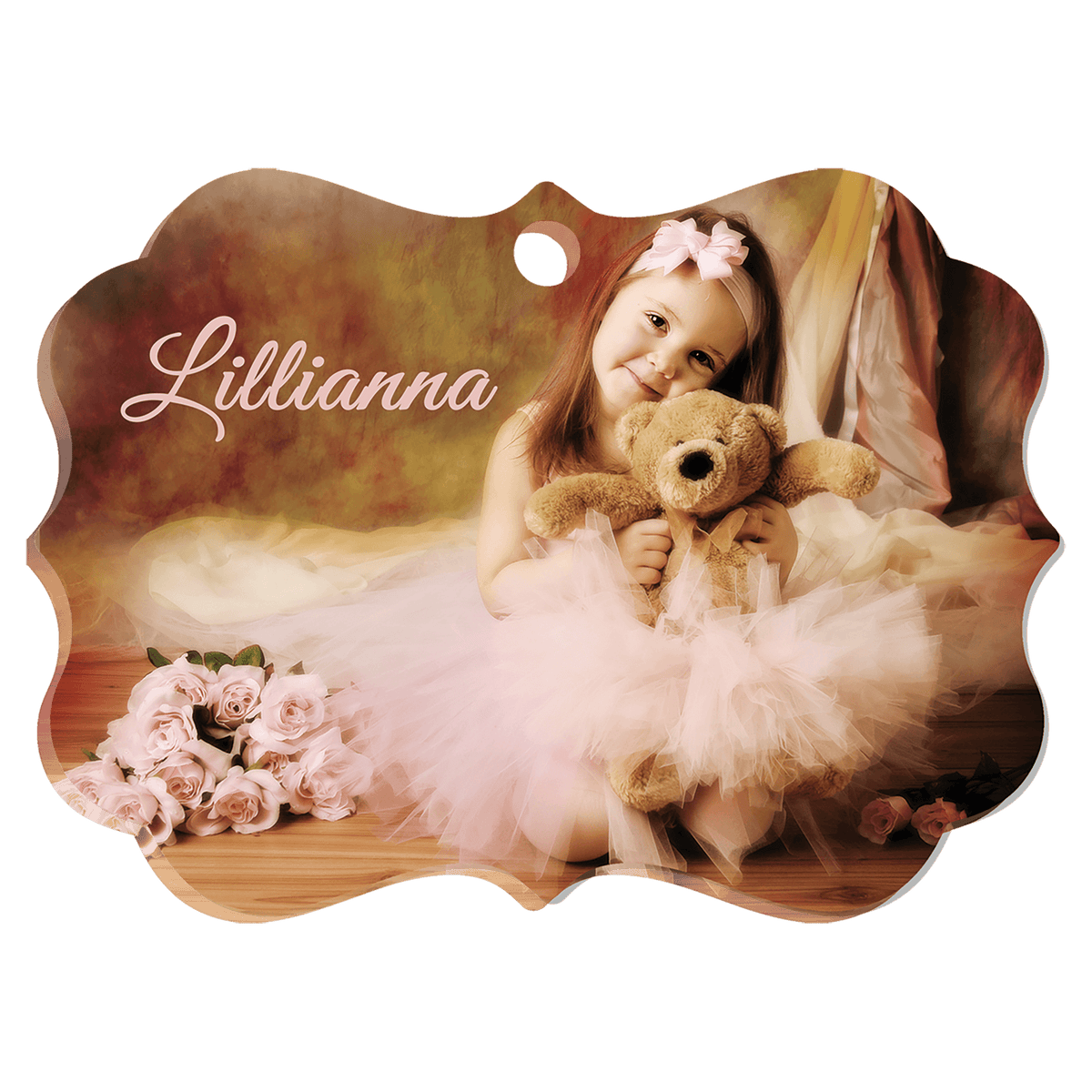 Decorative rectangle white acrylic photo ornament
