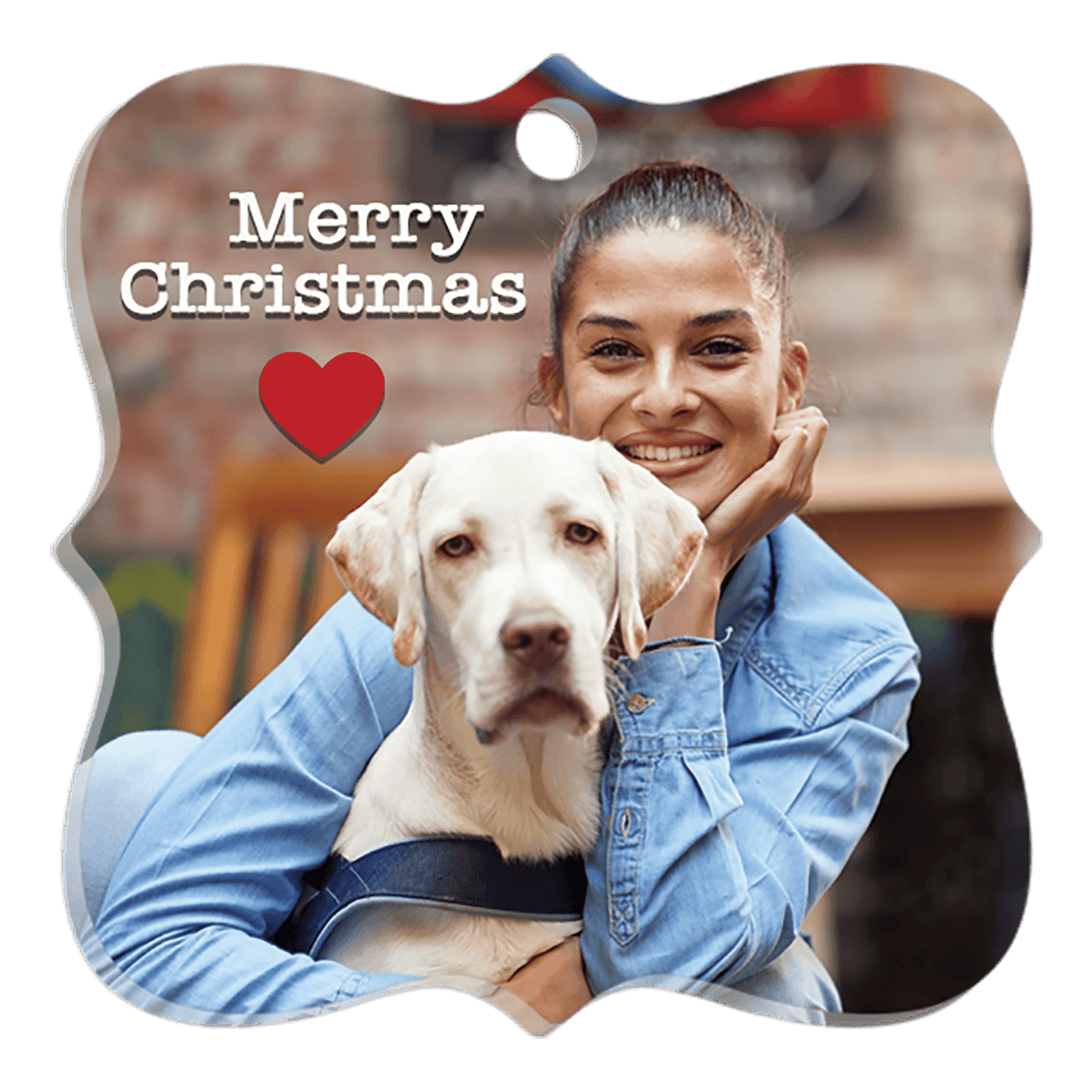 Ornate square white acrylic photo ornament